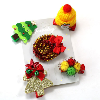 5-Piece Christmas Pet Hair Accessories Set for Dogs and Cats