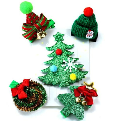 5-Piece Christmas Pet Hair Accessories Set for Dogs and Cats