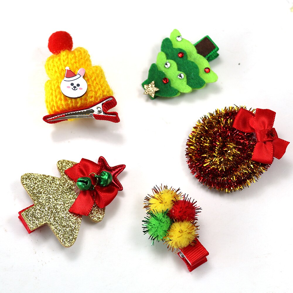 5-Piece Christmas Pet Hair Accessories Set for Dogs and Cats