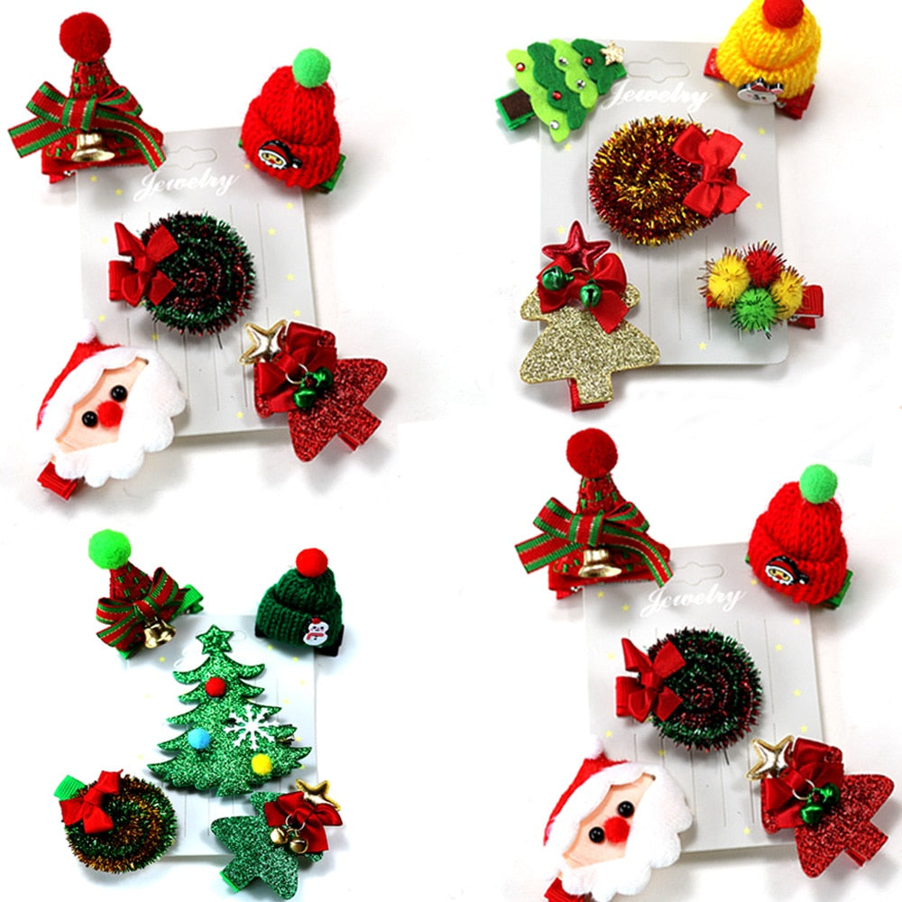 5-Piece Christmas Pet Hair Accessories Set for Dogs and Cats