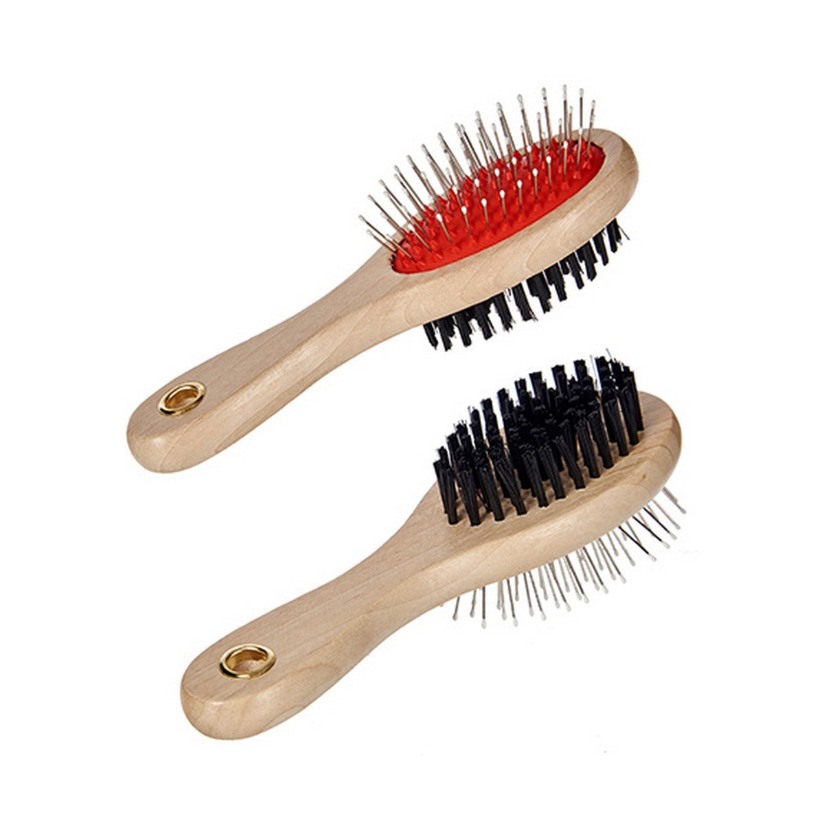 Premium Dog Brush - Steel Bristles, Ergonomic Plastic Handle