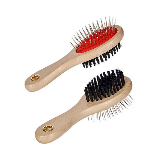 Premium Dog Brush - Steel Bristles, Ergonomic Plastic Handle