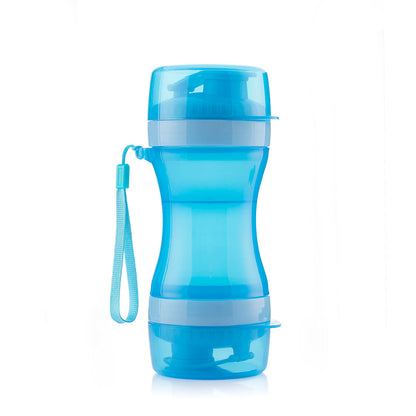 2-in-1 Portable Dog Water Bottle with Built-In Bowl and Food Storage